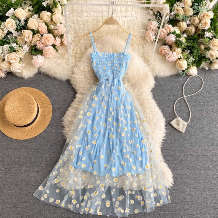 YuooMuoo%20Women%20Dress%202026%20New%20Korean%20Fashion%20Floral%20Print%20Spaghetti%20Straps%20Mesh%20Party%20Dress%20Vacation%20Style%20Lady%20Beach%20Vestidos%20-%20Image%204