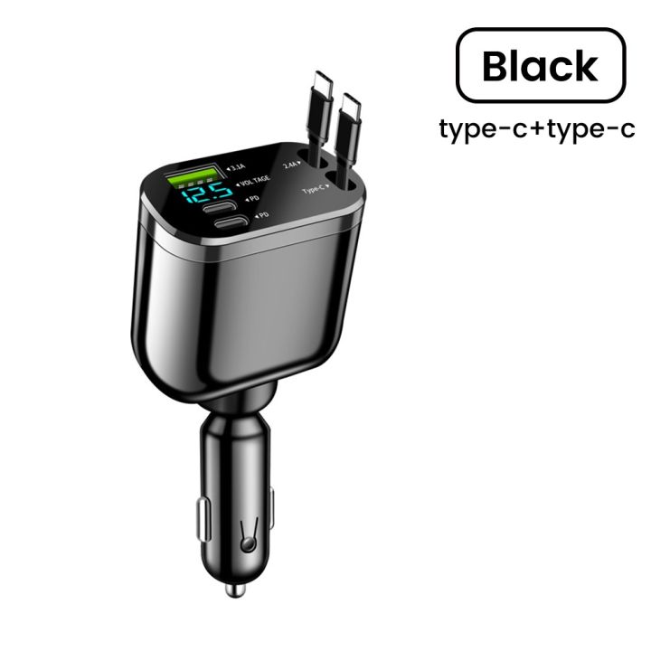 Elough%20Retractable%20Car%20Charger%205%20in%201%20Fast%20Charging%20Car%20Charger%20Retractable%20Cable%202%20type%20c%20Ports%20Car%20Charger%20Adapter%20Compatible%20-%20Image%207