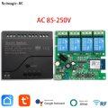 4CH WiFi Smart Switch Module AC/DC7-32V AC85-250V 10A Relay Momentary Toggle Interlock Switch Work with Tuya Alexa. 