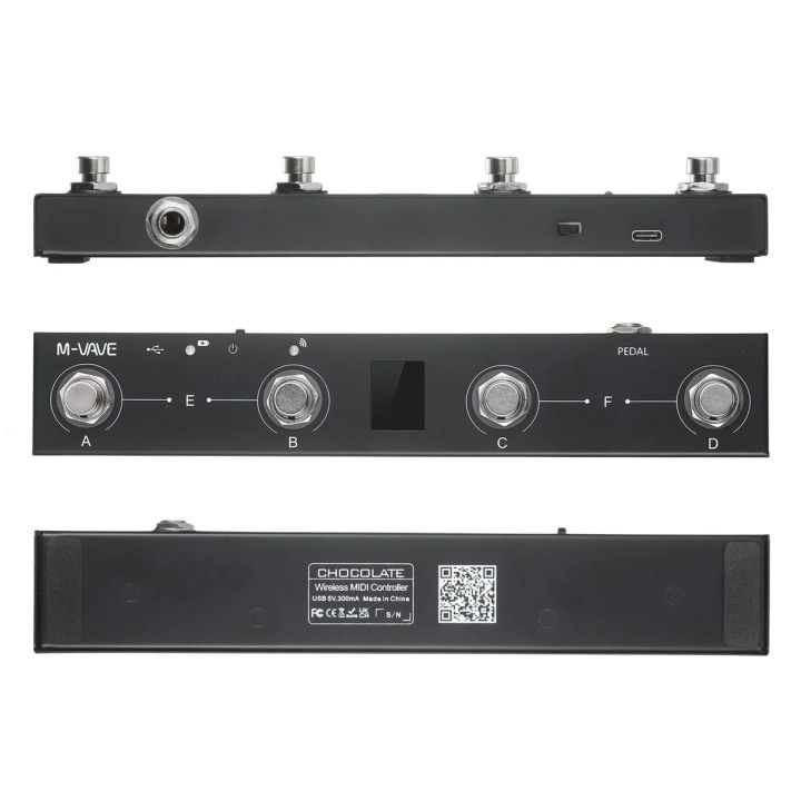 M-VAVE Chocolate Bluetooth MIDI Foot Controller, 4 Switches Wireless Pedal with APP Control, Sheet Turning, DAW Control