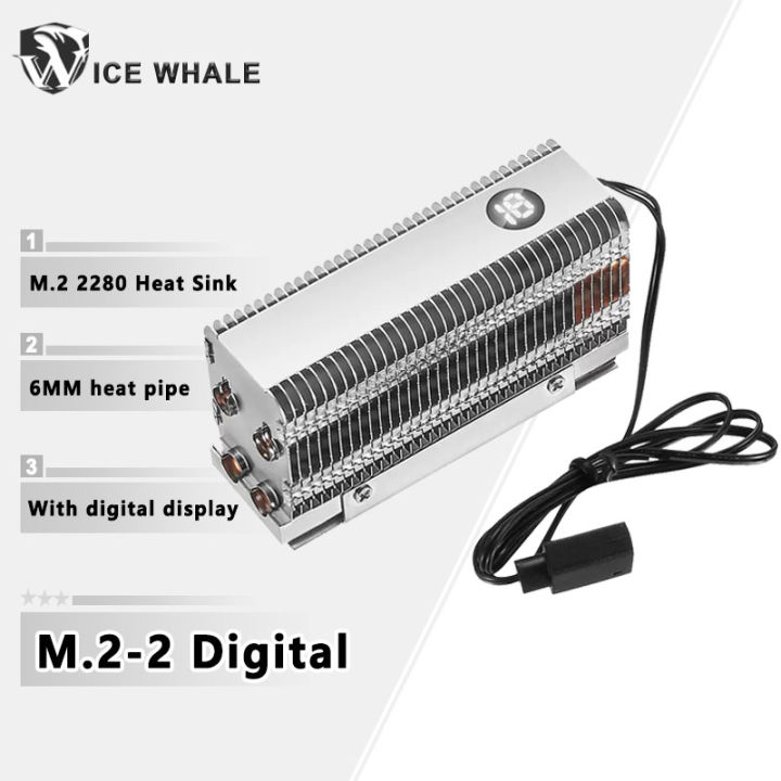 ICE Whale M.2-2 Digital Dual Heat Pipe Heatsink M.2 2280 NVMe SSD Cooler with Thermal Pad Computer Accessories