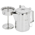 1.2L Outdoor 9 Cup Stainless Steel Percolator Coffee Pot Coffee Maker for Camping Home Kitchen. 