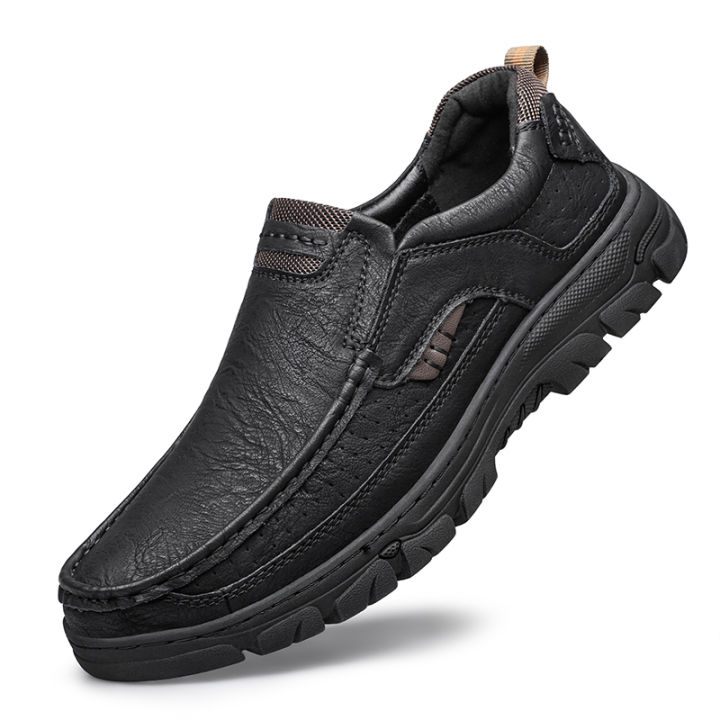 CLOHOOMen's%20Casual%20Loafers%20Handmade%20Breathable%20Leather%20Shoes%20with%20Thick%20Rubber%20Sole%20Comfortable%20Footwear%20Classic%20Hand%20Sewn%20Seams%20-%20Image%207