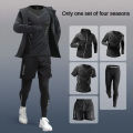 3-5Pcs Men's Ice Fiber Quick-Dry Running Fitness Full Set/Suit Tracksuit For Marathon, Training Cycling, Jogging, Gym, Sweatpant. 