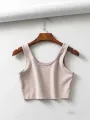 sexy women summer crop tops sleeveless short cotton u collar knitted bar. 