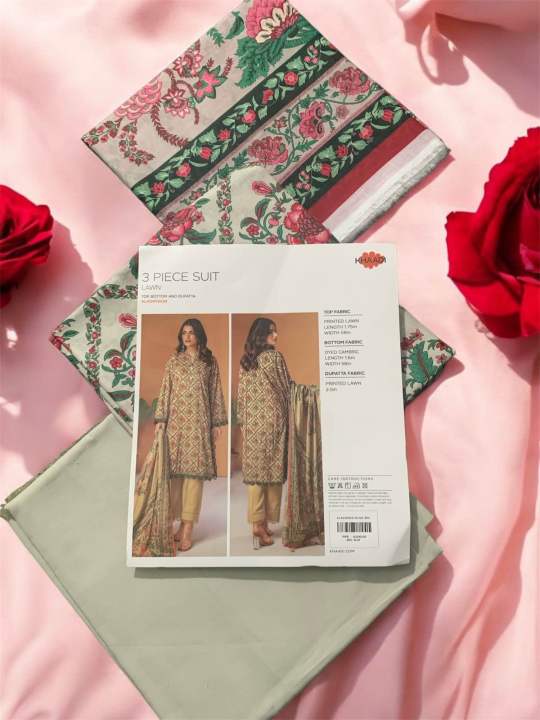 3 piece unstitched printed lawn collection by Khadi original Fabric 100% Good Quality