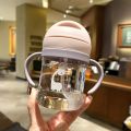 Baby Learning To Drink Straw Cup With Gravity Ball Anti-grab Water Bottle Portable Handle Scale - 300Ml. 