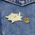 1pc Cute Cartoon Black Cat Enamel Brooch Creative Animal With A Knife In Mouth Lapel Pin Badge Backpack Clothing Hat Accessories.