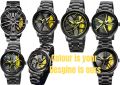 360 Degree Rotatable Rim Watch for Men - Trending Car Wheel Design Wrist Watch - Stainless Steel Waterproof Quartz Watch for Boys - Luxury Sport Wheel Rotation Watch - VibeMotion Original. 