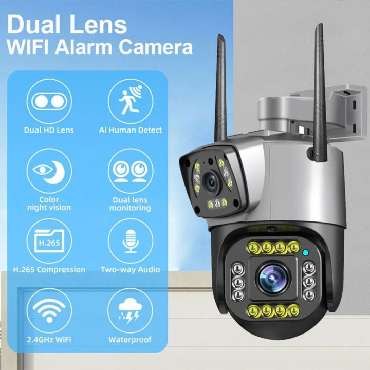 Dual Lens Wifi Cctv Systems Dual Lens 4G Sim Card Security 8mp 4k