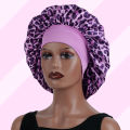 Women's Leopard Print Satin Sleep Bonnet Single-Layer Nightcap Hair Care Bedtime Routine Essential 1-Pack.