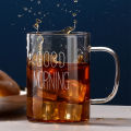 Good Morning Glass Mug Coffee Milk Breakfast Cup Tumbler with Handle Transparent Drinkware Household  for Children Set. 