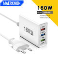 160W Multi Ports USB Charger Type C Fast Charging Phone Charger Adapter For iPhone Samsung Xiaomi Huawei EU/US Plug Wall Charger.
