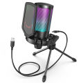 FIFINE USB Condenser Gaming Microphone, for PC PS4 PS5 MAC with Pop Filter Shock Mount&Gain Control for Podcasts ,Ampligame A6V.