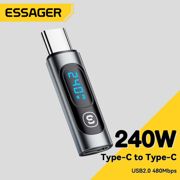 Essager 240W USB C Adapter Type C to USB C 3.0 2.0 OTG Connector