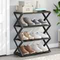 Four-layer multifunctional home storage folding shoe rack, space-saving and easy-to-assemble storage organizer.