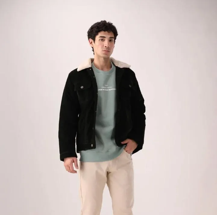 Men's%20Black%20Fur%20Slim%20Fit%20Denim%20Jacket%20-%20Image%202