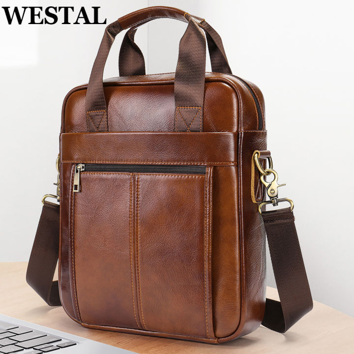 WESTAL Men's Shoulder Bags Genuine Leather Crossbody Messenger Bag For ...