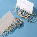 Trendy Classic Mobius Ring Gold Color Hoop Earrings Retro Geometric Cross Twisted Circular Earring Set Women's Retro Jewelry.