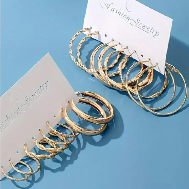 Trendy%20Classic%20Mobius%20Ring%20Gold%20Color%20Hoop%20Earrings%20Retro%20Geometric%20Cross%20Twisted%20Circular%20Earring%20Set%20Women's%20Retro%20Jewelry%20-%20Image%203