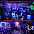 UV Blacklight Reactive Fluorescent Cloth/Neon Gaffer Tape, Super Bright Spike Tape for Glow Party Supplies. 