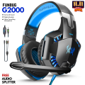 【Professional】 FunBug G2000 Gaming Headphones Rgb with Mic for PC, Pubg Mobile, PS4, Laptop - 360 Surround Sound  Super Bass Vibration Over the Ear Wired Head Phones Headset for Gaming with Noise Cancelling Micophone. 