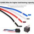 JD1912 Car Relay Harness 12V 40A 4 Pin SPST Harness Sockets with Color-labeled Wires for Automotive Truck Van Motorcycle Boat. 