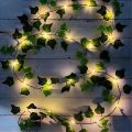 1pc 20 LED Green Leaf Fake Plants String Light Battery Powered Waterproof String Light For Wall House Room Office Birthday Decor. 