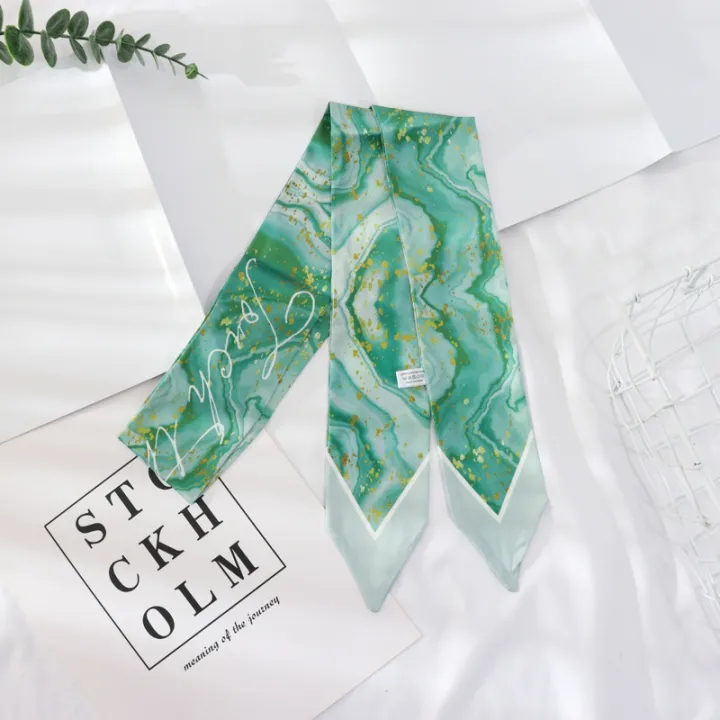 2021%20New%20Summer%20130*7%20Ins%20Small%20Hairband%20Lovely%20Print%20Long%20Silk%20Scarf%20Wrist%20Ribbon%20Skinny%20Scarf%20For%20Women%20-%20Image%203