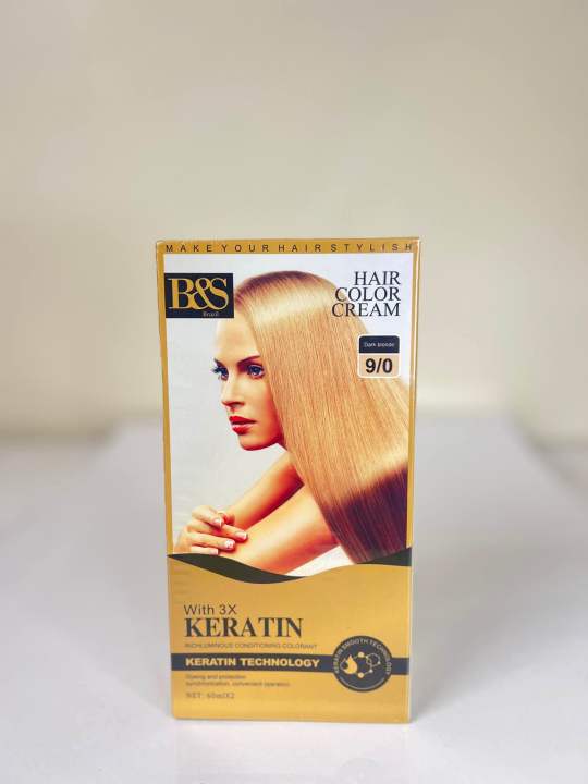 B&S Hair Color Cream 9/0 Dark Blonde – With 3X Keratin 🌟 Intense Color ...