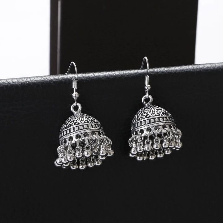 Silver Oxidized Jhumka Earrings Bahubali Small Jhumki Classic Style for Piercing Studs Hoops earrings woman and Girls