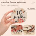 6+2Pcs/Set Wooden Milestone Number Monthly Flower Double Sided Cards Baby Age Photography Accessories Newborn Growth Memorial. 