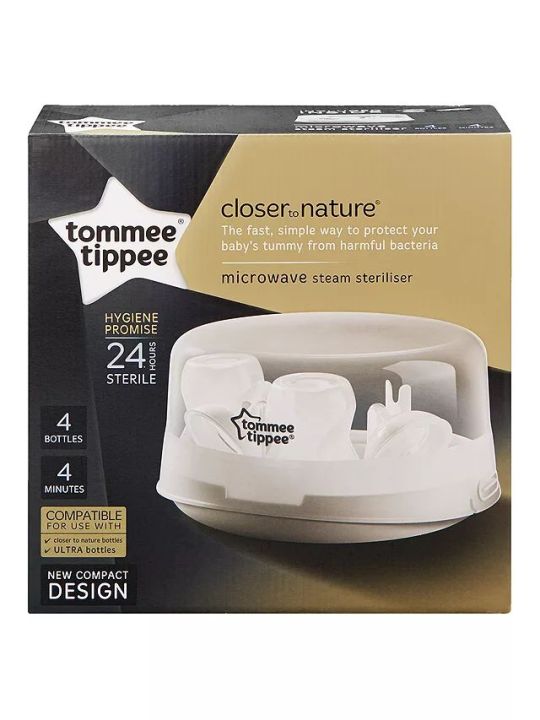 Tommee Tippee Microwave Steam Sterilizer for Baby Bottles and Accessories, Kills Viruses and 99.9% of Bacteria, 4-Minute Sterilization Cycle