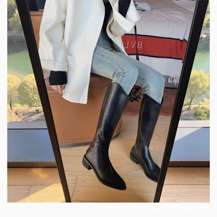 Winter%20New%20Pointy%20Mid-heel%20Knee-high%20Boots%20Back%20Zipper%20Solid%20Color%20Heightening%20Car%20Stitch%20and%20Velvet%20Fashion%20Elegant%20High%20Boots%20-%20Image%206