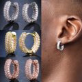 Punk Men Women Circle Hoop Earrings Shiny White Zircon Simple Daily Wear Small Earrings Wedding Party Fashion Jewelry . 