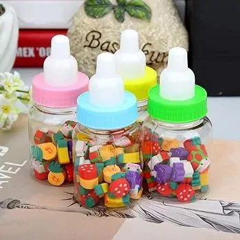 1pcs Erasers Mini Feeding Bottle Cute Fruits Rubber Gift for Children Kids Students Random Color