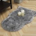 Sheepskin Faux Rug Grey 2ft x 3ft Soft Medium Pile Room and Door Mat. 