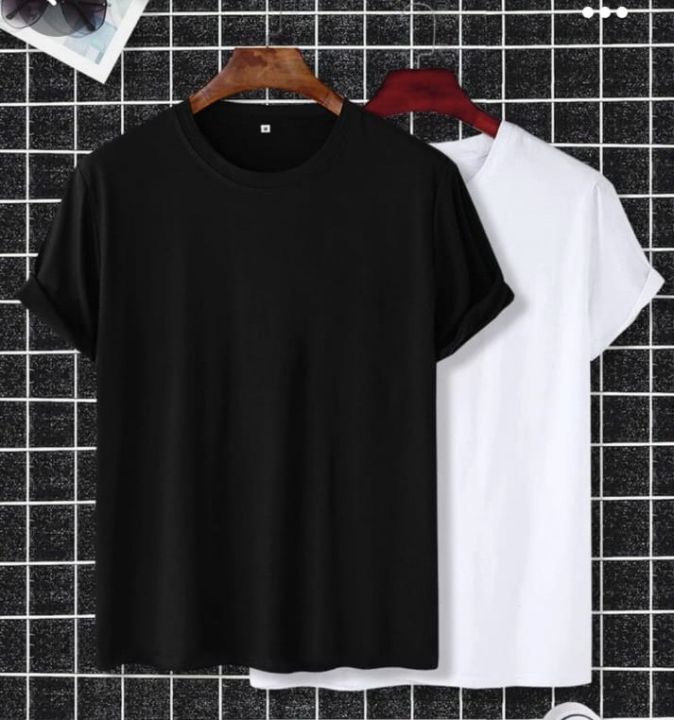 100% Cotton 2 Pic T-Shirt Balak And white For Mans