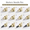 Art Manga Outlining Pen Pigment Liner Micron Pen Marker set Hook Line Needle Pen for Sketch Soft Brush Stationery Art Supplies. 