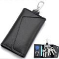 Portable Leather Housekeeper Holders Car Keychain Key Holder Bag Case Unisex Wallet Cover Simple Solid Color Storage Bag.
