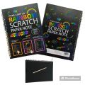 rainbow scratch paper note with wooden pen to scratch 6' x 10' book size black card notebook to scratch with wooden stick. 