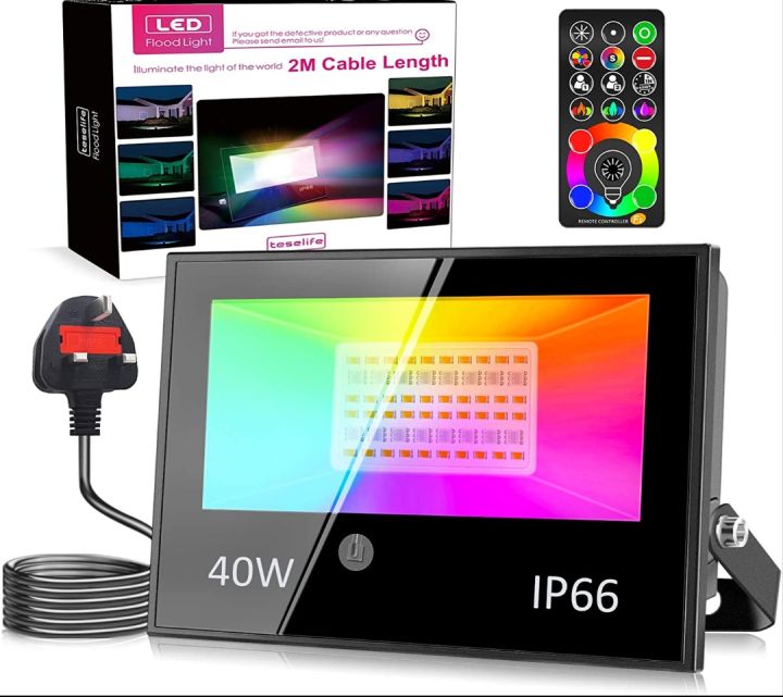 BRlight 40W RGB-WiFi Flood Light Amazon UK 120 Colours 5 Modes, IP66 Waterproof