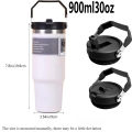 30 Oz Stainless Steel Thermos Mug Tritan Material Double Layer Vacuum Insulation Tape Handle, Perfect for Iced and Hot Drinks. 