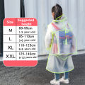 EVA Transparent Children Raincoat Girls Whole Body Waterproof Boys Kindergarten Pupils Poncho With Schoolbag Space.
