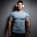 2026 New Running Men's T-Shirt Sports Leisure Gym Exercise Training T-Shirt Elastic Quick Drying Short Sleeve T-Shirt Men Tops.