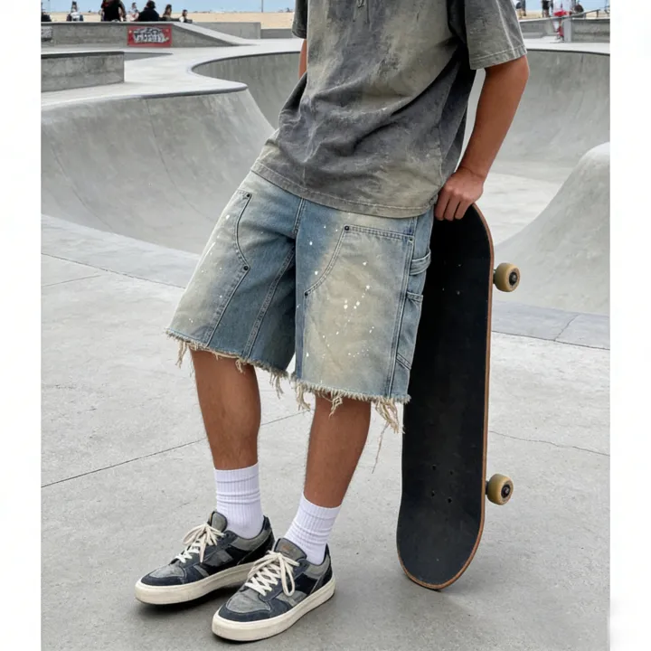 Summer%20men's%20loose%20straight%20denim%20shorts%20with%20high%20street%20splatter%20ink%20and%20raw%20hem%20breathable%20and%20stylish%20for%20daily%20outdoor%20wear%20-%20Image%202