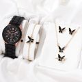 Luxury Watch Women Necklace Earrings Bracelet Set Watches Butterfly Silicone Strap Ladies Quartz WristWatch No Box. 