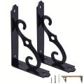 2pcs Decorative 5 Inch Wall Mounted Floating Shelf Bracket For DIY Open Shelving L Shape Heavy Duty Furniture Support Hardware. 
