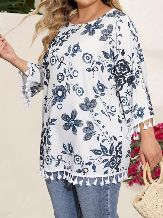 Plus%20Size%20Fashion%20Loose%20Shirt%20Woman%20Elegant%20Round-Neck%20Woman%20T%20Shirt%20Printed%20Casual%20Woman%20T%20Shirt%20Holiday%20Weekend%20Top%20-%20Image%202