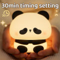 USB Rechargeable LED Night Light Cute Cartoon Panda Silicone Lamp Timing Function Desk Bedside Decor Children Nightlight Gift. 